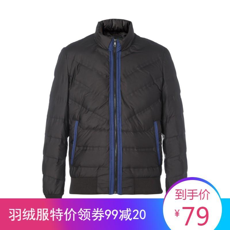 【特价】美特斯邦威男装羽绒服男士冬季韩版迷彩连帽保暖短款外套 S:165/88A 229053影黑