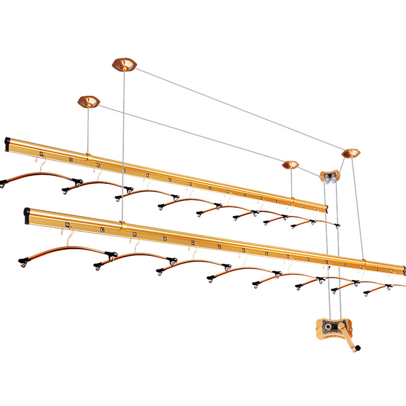 手搖升降晾衣架 室內陽臺掛曬衣架 伸縮自動雙杆式晾衣杆 2.