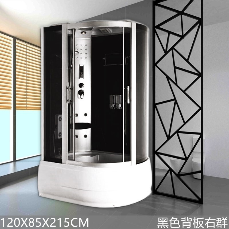 卫浴一体桑拿淋浴房卫生间洗浴房浴室隔断整体玻璃移沐浴洗浴房110*80白色右群带电不含蒸汽 120*85黑色右群带电