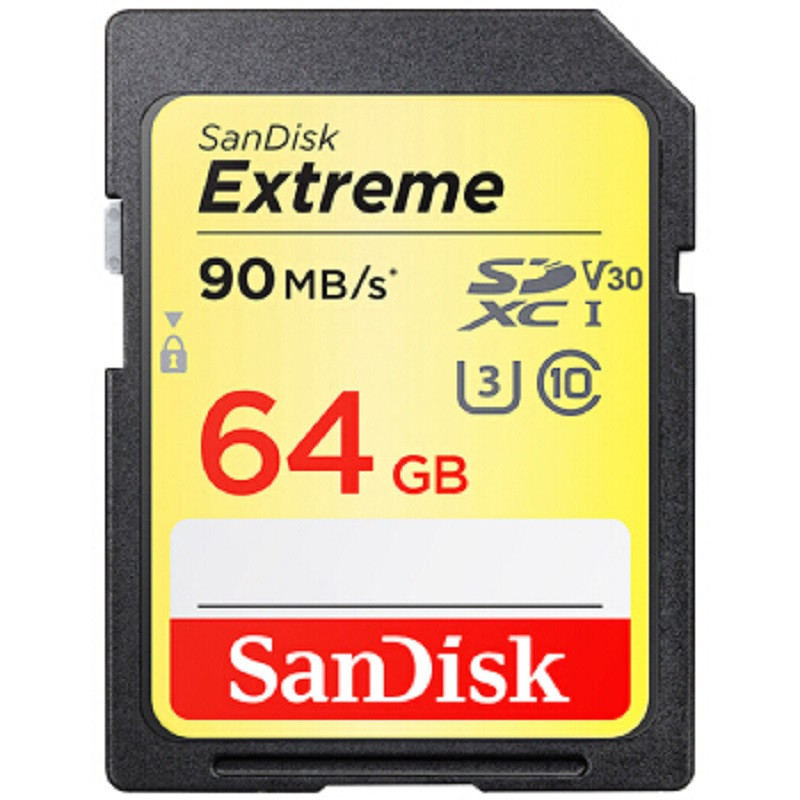 闪迪（SanDisk）64GB 读速90MB/s 写速40MB/s SD卡至尊极速SDXC UHS-I存储卡V30 U3