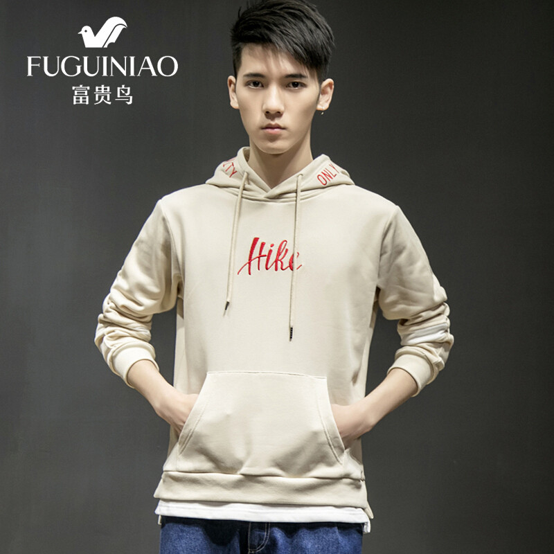 卫衣外套男装套头帽衫简约时尚青年运动连帽卫衣男 3XL 卡其