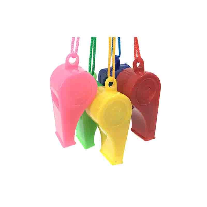 塑料彩色带绳口哨裁判口哨球迷哨子儿童玩具吹口哨ok口哨bb哨一套8个