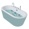 浴缸家用情侣日式浴缸浴盆卫生间小户型按摩五件套澡盆独立式冲浪家用 宽边冲浪-蓝色- 1.8M