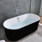 浴缸独立式浴缸独立式家用欧式薄边卫生间加厚彩色浴桶普通一体左裙 内白外黄空浴缸 1.6M