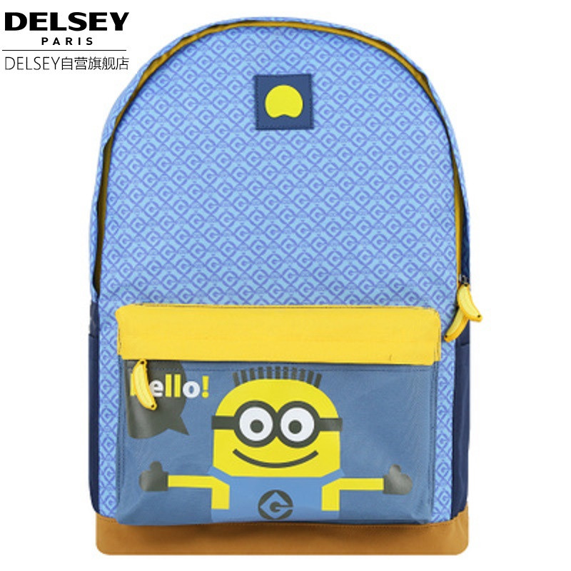 法国大使牌（Delsey）小黄人Minions 学院风 双肩背书包电脑包大眼萌14寸 宝蓝色