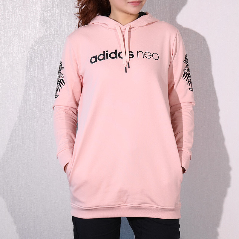 Adidas阿迪达斯neo女装 2018秋冬新款运动休闲舒适保暖跑步连帽套头衫卫衣DM4298 2XL DX0656