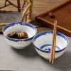 景德镇青花玲珑瓷器碗釉中彩芙蓉花碗陶瓷碗饭碗4.5英寸十个装