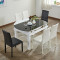 A家家具 餐桌 现代简约餐桌椅 钢化玻璃餐桌折叠伸缩圆餐桌椅组合 黑白拼色 B款一桌六椅(六白）