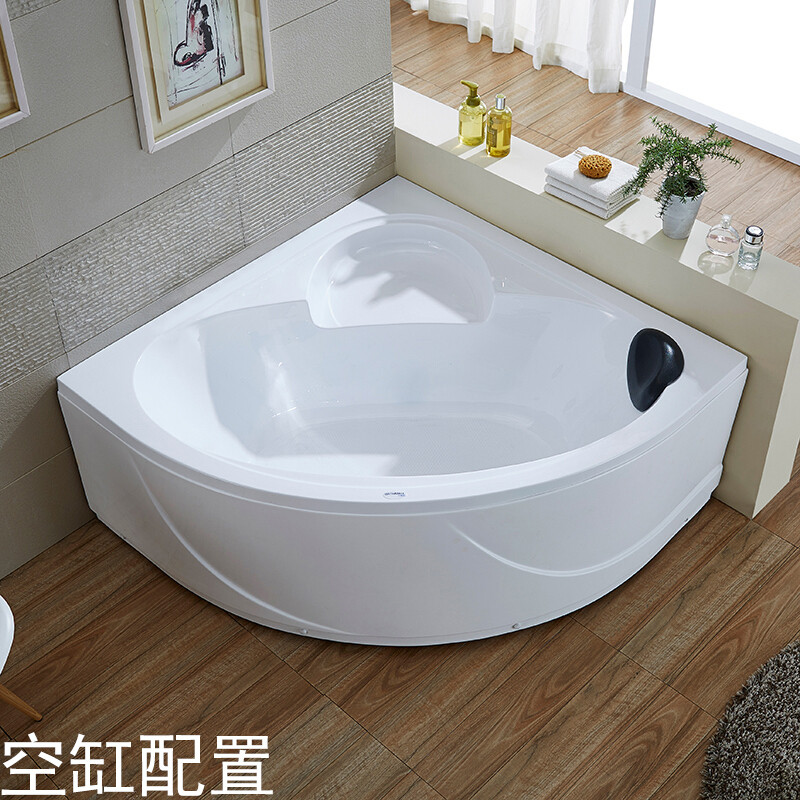 亚克力浴缸三角扇形小卫生间按摩冲浪浴缸家用嵌入式欧式浴盆池 空缸配置 ≈1.3m