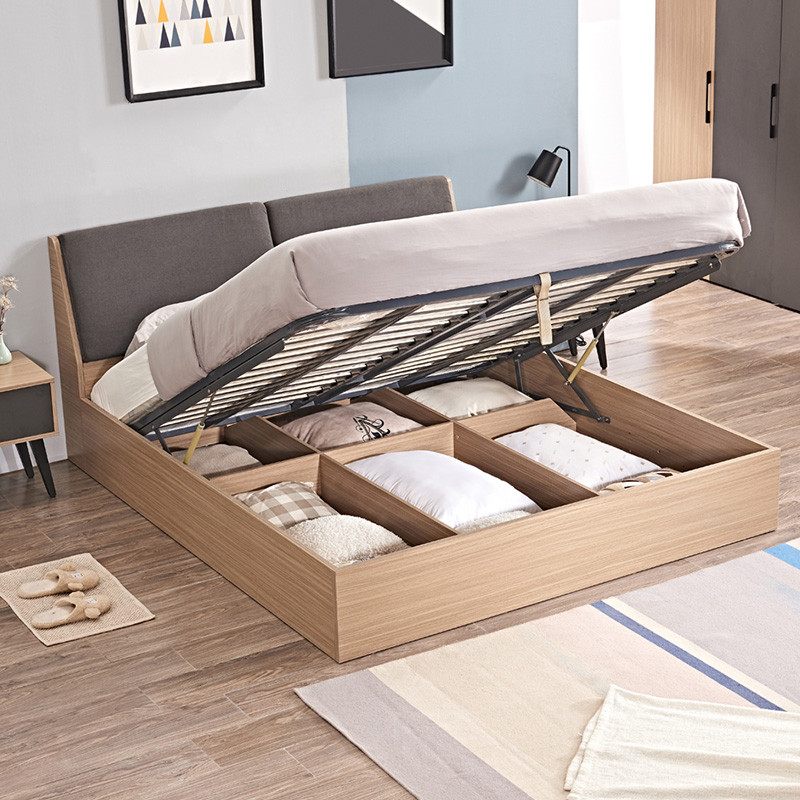 A家家具 北欧双人床1.8米床储物1.5米高箱床主卧婚床FBY1002 1.5米高箱床+床垫