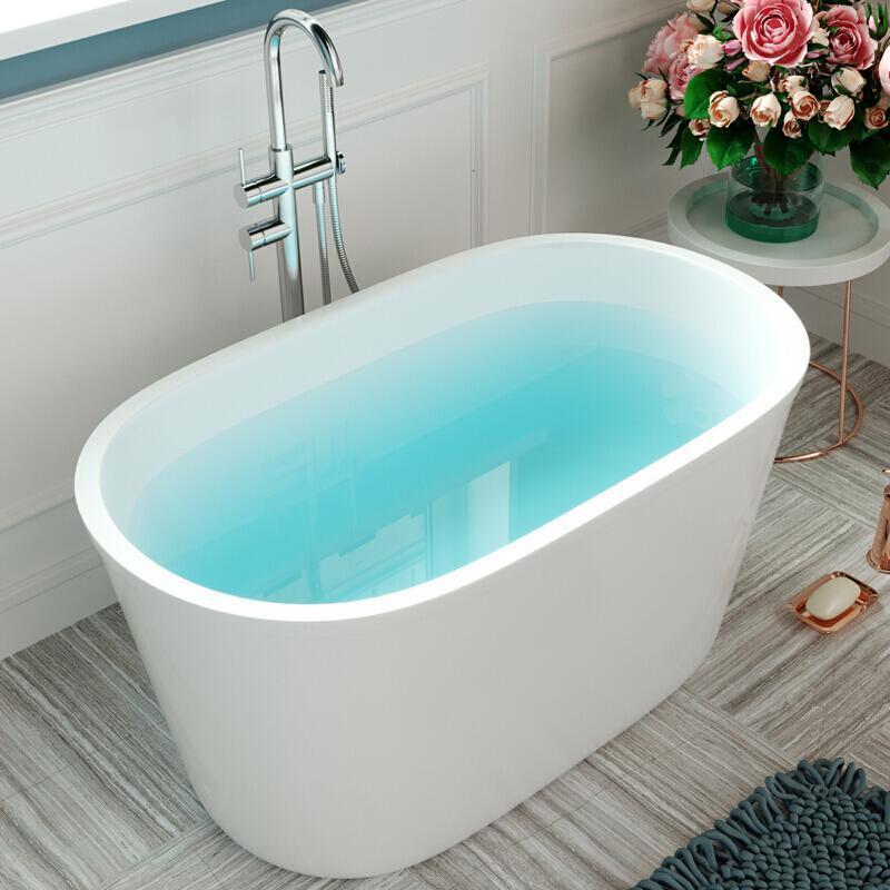 独立式小浴缸亚克力浴盆浴池家用小卫生间户型深泡1米Y_6 独立式空缸加落地龙头 ≈1.2m