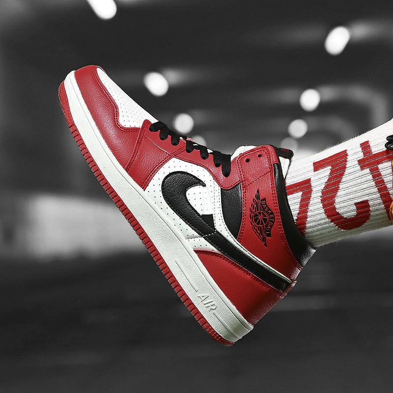 秋季新款aj1黑红脚趾男鞋运动鞋樱木花道潮六冠王板鞋拼色高帮篮球鞋