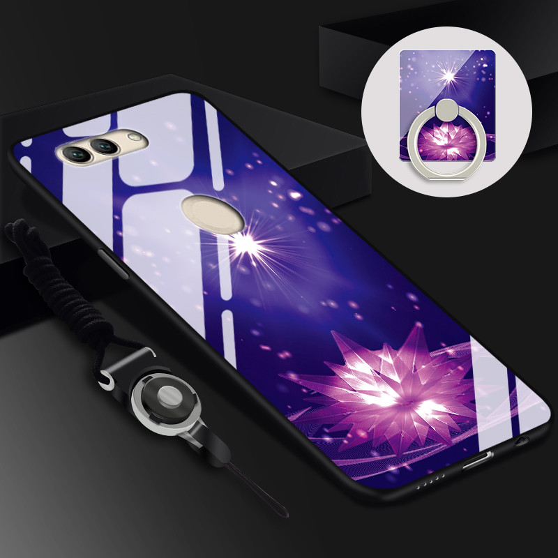 中邦(ZHONGBANG)华为Nova2手机壳PIC-AL00保护套玻璃TLOO保护壳彩绘 星光璀璨+同款指环+钢化膜