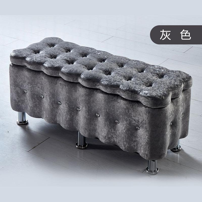 欧式沙凳试鞋凳布艺实木储藏凳服装店可储物换鞋凳长方形收纳凳_13_8 灰色