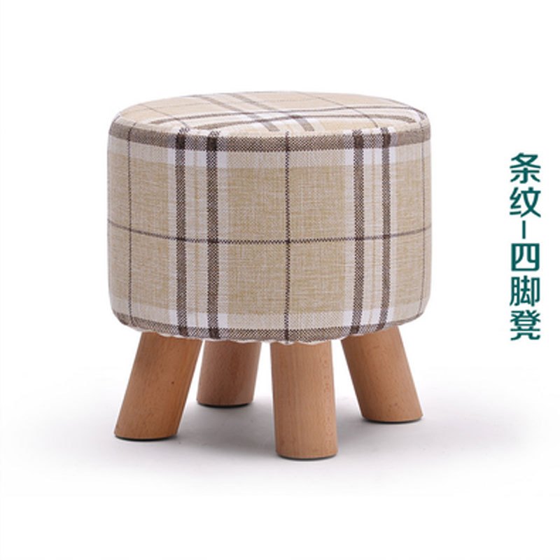 穿换鞋凳布艺圆凳可拆洗沙小凳子矮凳家用板凳通用简约现代住宅家具沙类沙凳脚踏_1 条纹4腿【可拆洗】