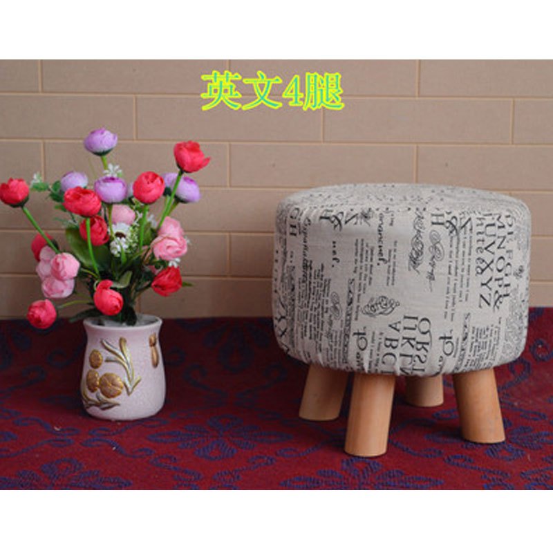穿换鞋凳布艺圆凳可拆洗沙小凳子矮凳家用板凳通用简约现代住宅家具沙类沙凳脚踏_1 英文4腿【可拆洗】