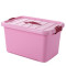 塑料收纳箱特大号加厚储物箱衣柜杂物零食透明中小号整理箱收纳盒_10 双色粉色