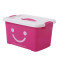 超厚手提有盖塑料玩具整理箱透明塑料收纳箱储物箱食品收纳盒_4_5 玫红色