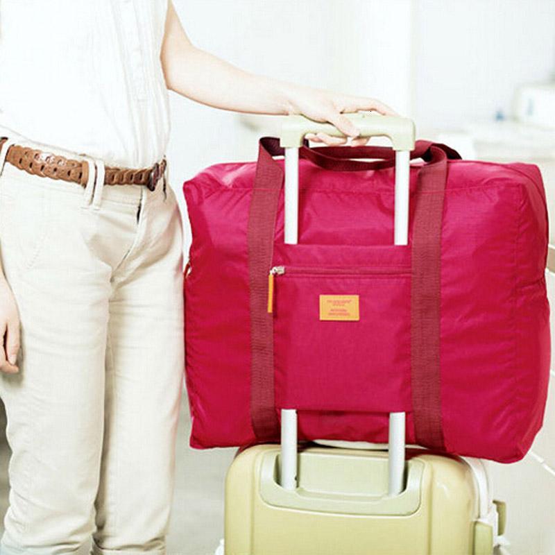 韩版防水尼龙折叠式旅行收纳包旅游收纳袋男女士衣服整理袋黑色_7 红色