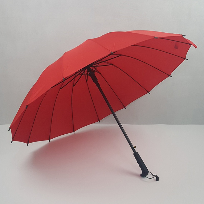 自动晴雨伞长柄德国商务户外超大男女双人防风广告伞定制logo印字_5 红色16股大红色