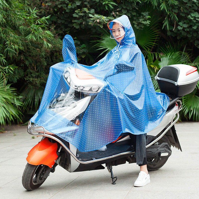 雨衣电瓶车单人骑行电动自行摩托车雨衣男女成人韩国时尚透明雨披_9 欧洲蓝