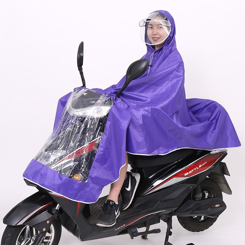 老杨头自行车雨衣单人男女骑行防风挡雨双帽檐学生自行车单车雨披_1_3 紫色NZ18电动车摩托车款