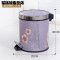 欧式创意家用垃圾桶脚踏式有盖卫生间厨房卧室客厅脚踩大号垃圾筒多色多款生活日用家庭清洁清洁用_1 紫色喇叭花（大号）
