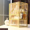 北欧大号透明玻璃化妆品收纳盒翻盖有盖桌面化妆盒梳妆台整理盒_2 金色方+1
