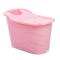 超大号浴桶加厚儿童洗澡桶塑料沐浴桶浴缸浴盆带盖泡澡桶_0 粉红色