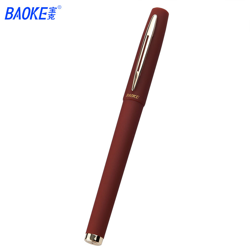 宝克(baoke)中性笔PC1828黑色0.5mm金属笔夹磨砂大容量签字笔商务大容量笔芯12支装大容量书写顺畅 0.5红(1828)12支