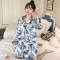 【檀芬妮】（仿真丝）M-XXL秋季长袖性感仿真丝开衫睡裙女_2 175(XXL) 图片色