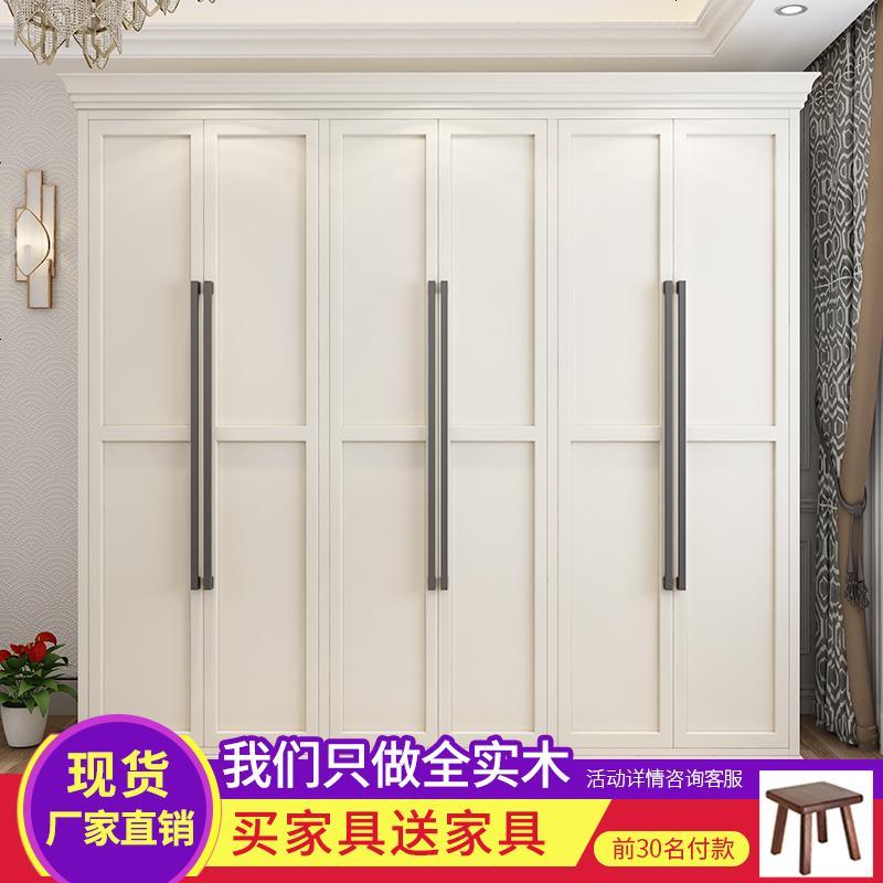 美式实木衣柜现代简约白色大衣橱欧式整体储物柜卧室家具四五六 桦木转角衣柜_2__组装