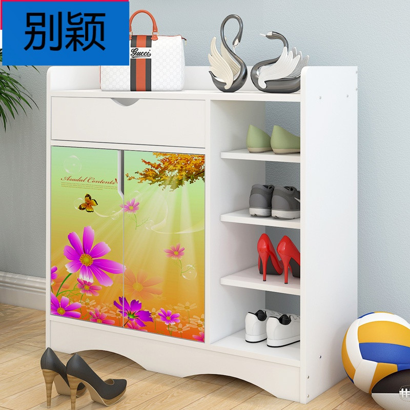 别颖鞋柜多功能简约现代厅柜简易玄关鞋柜隔断柜欧式鞋架储物 80厘米带抽屉阳光小菊