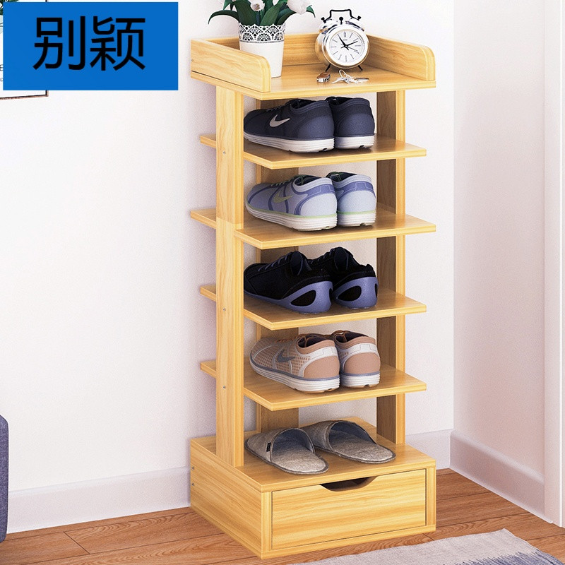 别颖宽27CM家用经济型多层厅小号鞋架口省空间鞋架柜简约迷你木质_5 六层尼亚美胡桃色