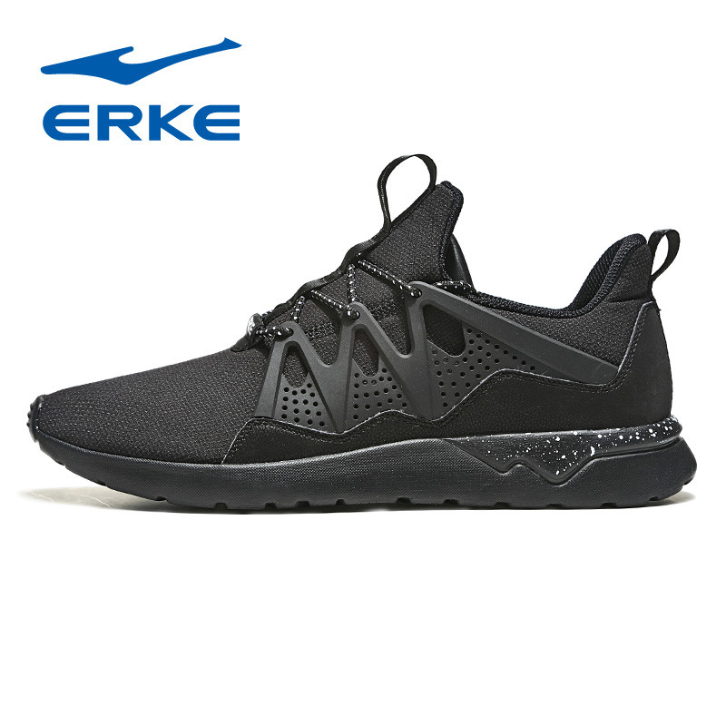 鸿星尔克(ERKE)休闲鞋运动鞋男新款鞋子EVA男士复古轻便跑鞋跑步鞋男鞋51118302238 正黑 41码
