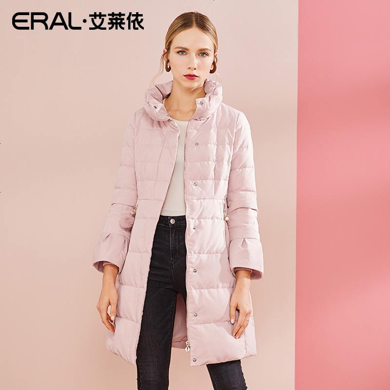 ERAL/艾莱依2018冬季新款羽绒服女中长款加厚收腰显瘦617104066 165/88A/L 裸粉