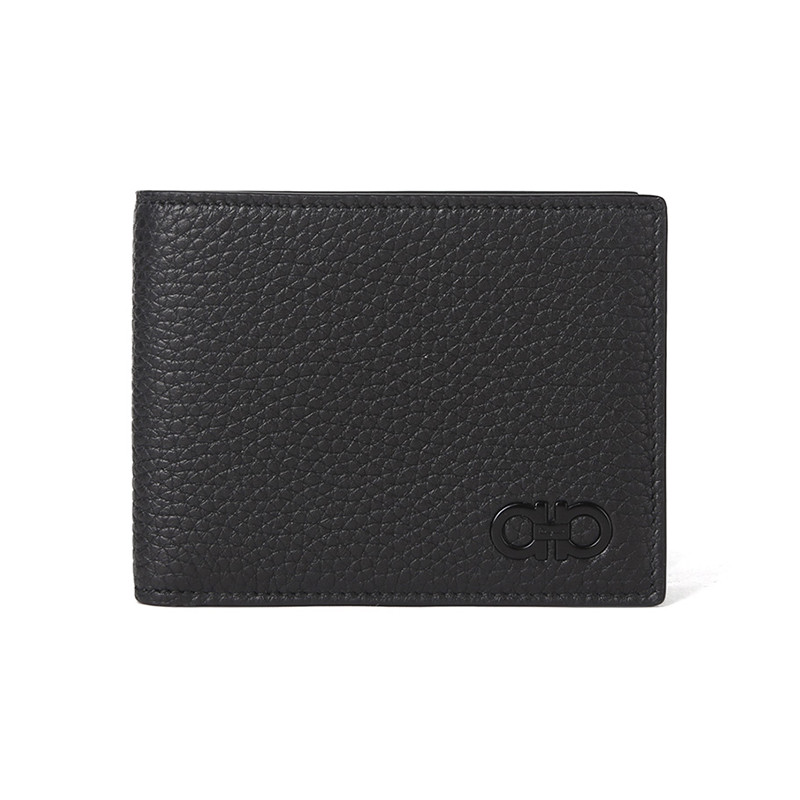 Ferragamo菲拉格慕男士休闲新款短款荔枝纹短款钱包男66A073 0685775 黑色