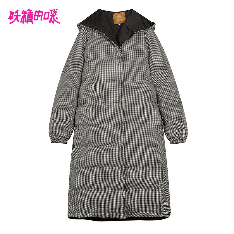 妖精的口袋Y冬装2018新款棉服女学生中长款外套加厚宽松棉衣潮R_1 L 黑白剪影色