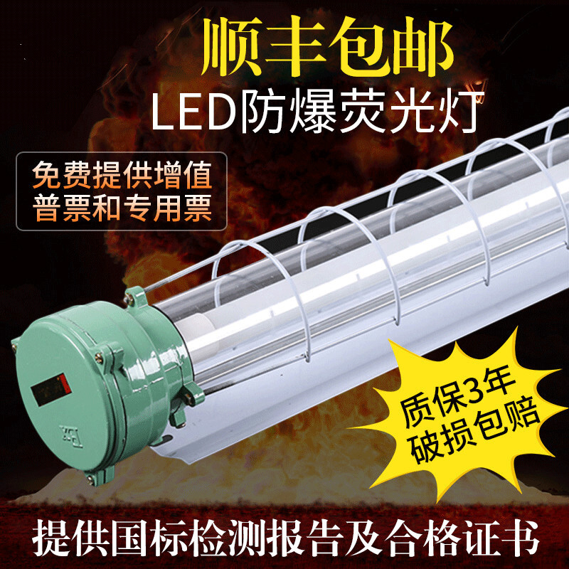 国标LED防爆灯隔爆型荧光灯1*40W单管2*40W双管防潮灯三防日光灯 0.6m单管led光源10w 默认尺寸