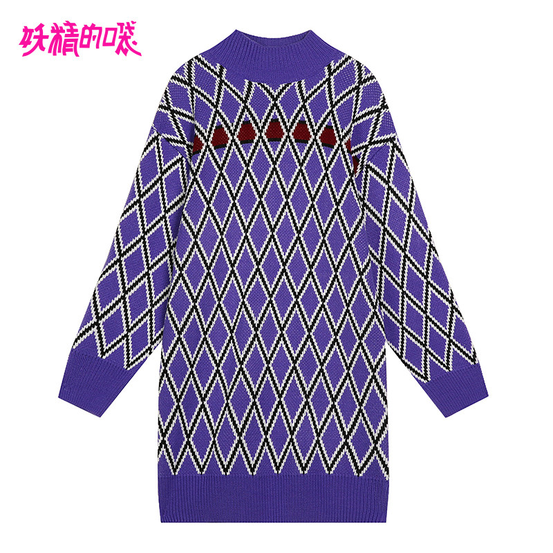 妖精的口袋Y冬装2018新款ins超火的毛衣宽松韩版长款套头上衣女J_1 紫罗兰色 M