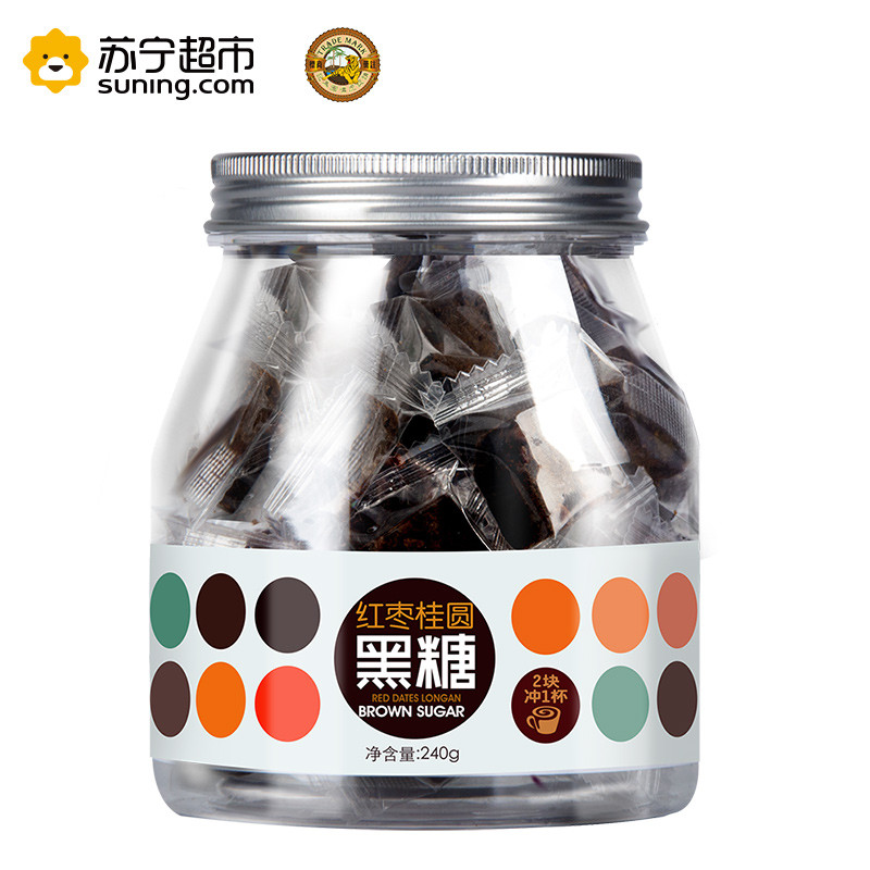 虎标(TigerMark) 红枣桂圆黑糖240g/罐 老红糖 嚼得到果肉的黑糖