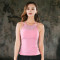 瑜伽服女上衣背心含胸垫夏季薄款健身服跑步运动T恤无袖_1 S 粉色