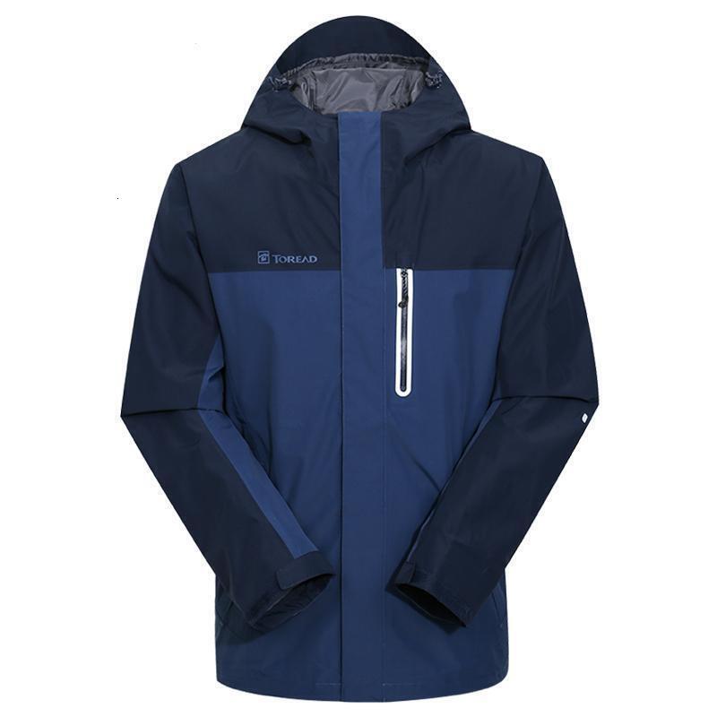 探路者户外男女情侣款秋冬保暖连帽单层冲锋衣_2 3XL KABF91369-C27C铁蓝灰/藏蓝(男)