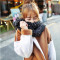 伊则新款韩版冬季情侣款男女通用马海毛保暖围巾加长加厚户外防风围脖女 红色