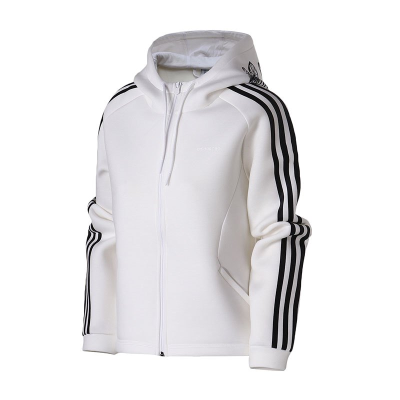 adidas阿迪达斯NEO女装外套夹克2018新款修身休闲运动服DX0039. XXL DX0042白色