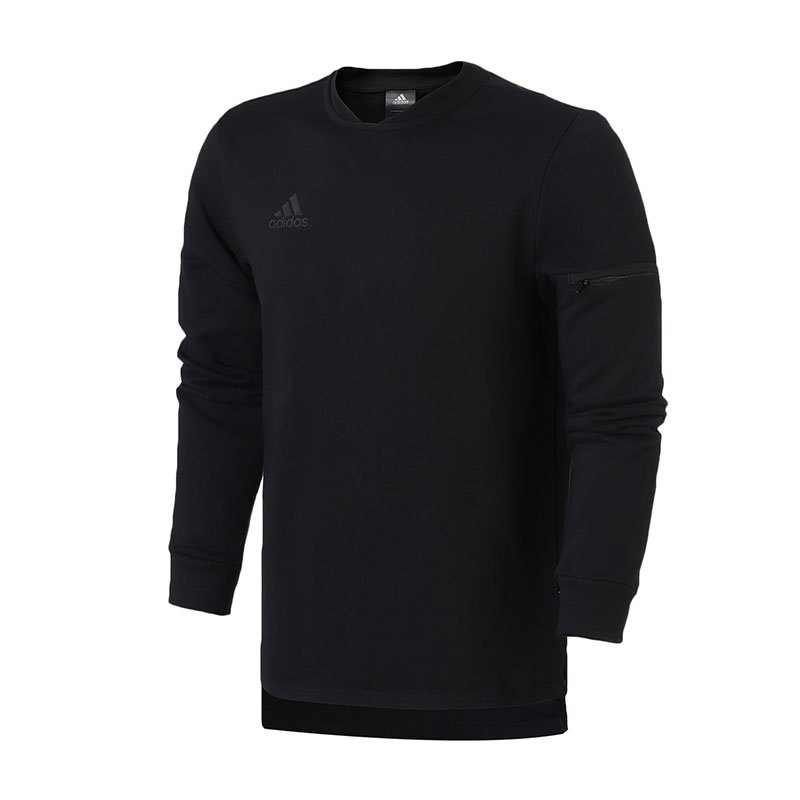 adidas男装卫衣2018新款圆领套头透气休闲运动服CW7425 S CW7425黑色