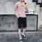 男士运动套装夏季跑步健身运动衣服装宽松休闲短袖T恤短裤两件套_3 M 933粉色