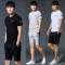 夏季运动套装男2018新款韩版潮流男士休闲套装短袖运动服男两件套_1_8 3XL（身高173-182体重146-165斤） 5255灰色【短袖+短裤】