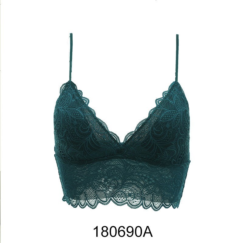 歌瑞尔蕾丝薄款法式睡眠内衣无钢圈背心式少女文胸罩AOB18774 B70 孔雀蓝