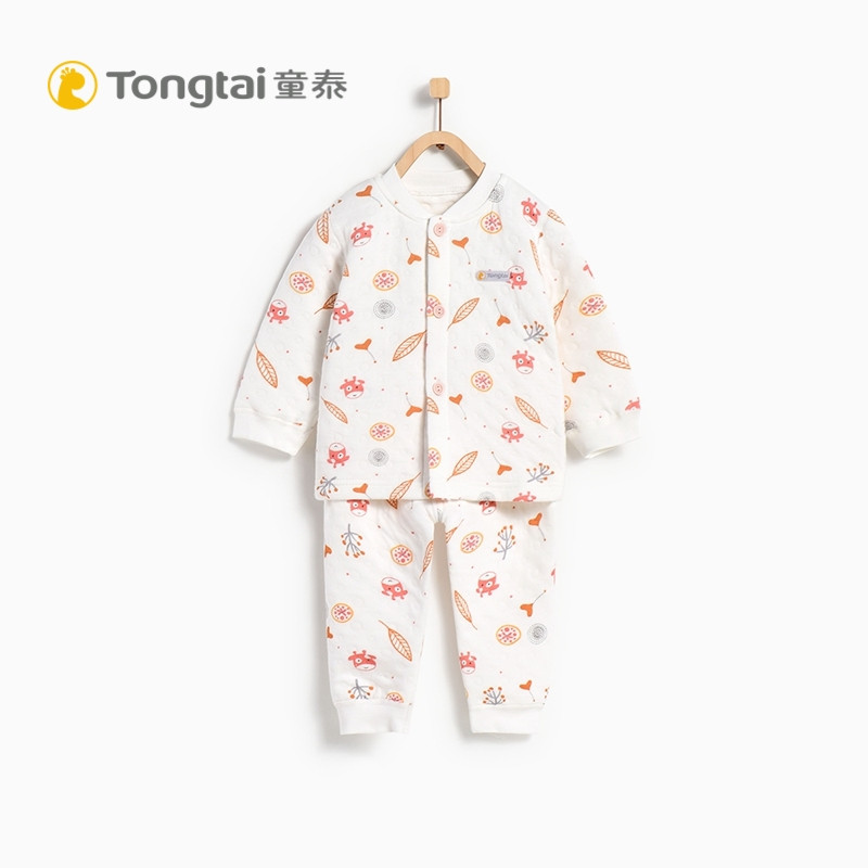 童泰秋冬新款婴幼儿内衣套装3-24个月-3岁男女宝宝长袖对开加厚保暖衣服 秋意浓浓 73cm